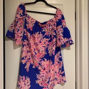 Lilly Pulitzer Off The Shoulder Silk Dress